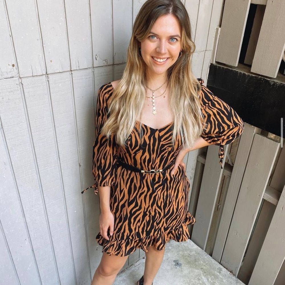 Tiger 🐅 Print Flounce Hem Sheath Dress